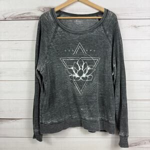 Miken Flow Gray Burnout Pullover Long Sleeve Top Womens Size XL